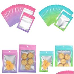 Sacs d'emballage 100pcs / lot de papier d'aluminium refermable auto-scellant dégradé de couleur anti-odeur pochettes de sac livraison directe bureau école busi Otcsh