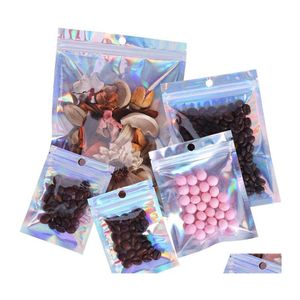 Verpakking Zakken 100 Stuks Lot Hersluitbare Plastic Retail Verpakking Holografische Aluminiumfolie Pouch Geur Proof Zak Voor Voedsel Opslag Drop de Dhrop