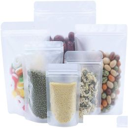 Bolsas de embalaje 100 Unids / lote Stand Up Bolsa de plástico mate Paquete con cremallera Forsted Café Té Verduras Frutas Bolsas de almacenamiento Entrega directa O Otsco