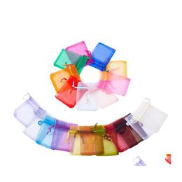 Verpakkingszakken 21 kleuren Organza sieraden trouwfeest voorkeur Xmas cadeau paars blauw roze geel zwart dstring zakje