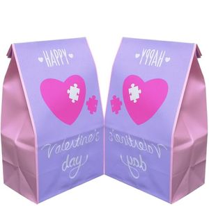 Sacs d'emballage Croyez-vous que l'amour est doux Saint Valentin Bonbons Sac en papier Cadeau d'anniversaire Party Favor Goodies Coloré Kraft 13X8X24Cm Otmaa