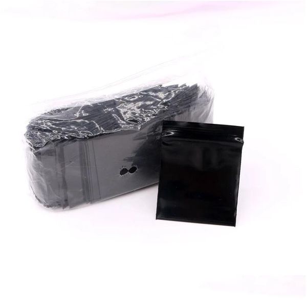 Bolsas de embalaje Bolsa de papel de aluminio negro Zip Tuercas de plástico Paquete de almacenamiento Pequeño para embalaje de joyería Entrega de gota Oficina Escuela Negocio Dhnvz