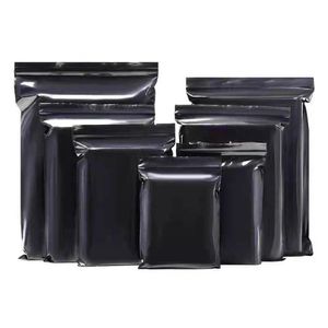 Sacs d'emballage Noir Pe Plastique Auto Joint Sac Refermable Réutilisable Cadeau Épicerie Électronique Artisanat De Stockage Emballage Pochettes Lx5494 Drop Dhqnm
