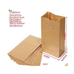 Verpakkingszakken Bolsas de Regalo 100pcs/lot 7 maten kraft paper cadeau sandwich brood snoep afhalen houten kleur feest bruiloft gunst dro dhe59