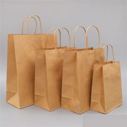 Sacs d'emballage Papier brun recyclé Sac de boutique de cadeaux pour la cuisson Portable Fourre-tout Drop Delivery Office School Business Industrial Otpz0