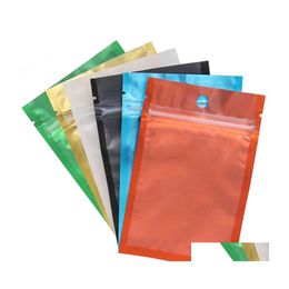 Bolsas de embalaje Bolsa de papel de aluminio de color Cremallera que se puede volver a sellar Un lado Parte posterior transparente Bolsas a prueba de olores de plástico Entrega directa Oficina Escuela Bu Dhm4U