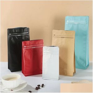 Sacs d'emballage Paquet de grains de café à fond plat avec Vae Aluminium Foil Storage Drop Delivery Office School Business Industrial Otpa6