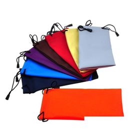 Sacs d'emballage Sac de lunettes de soleil de haute qualité Pochette de rangement pour lunettes de soleil avec corde pour téléphone portable Montres Bijoux Drop Delivery Office School B Otwij