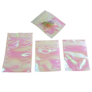 Sacs d'emballage Iridescent Self Seal Bag Pouches Cosmetic Plastic Laser Holographic Makeup Hologram Zipper Lx2914 Drop Delivery Office Dh7Gp