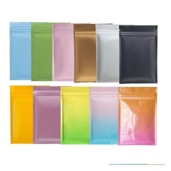 Sacs d'emballage Mti Couleur Zip refermable Mylar Bag Stockage des aliments Feuille d'aluminium Pochettes anti-odeurs en plastique Sacs auto-scellants100Pcs / Lot D Dh3Qt