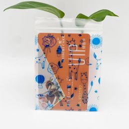 Verpakkingszakken Mylar Bag Blue Giraffe Print Plastic kleine schattige sieraden oorbellen Bewijs ritssluiting