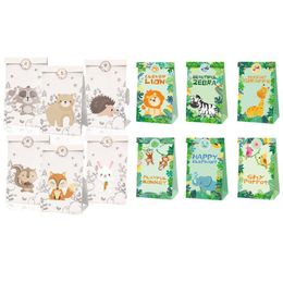 Sacs d'emballage Papier Forêt Animal Party Bag Birthday Candy Gift Bag22X12X8Cm Drop Delivery Otcn9