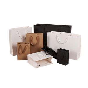 Emballage Sacs Papier Cadeau Avec Poignée Noir Marron Rose Blanc Pochettes En Carton Vêtements Boutique De Bijoux Sac Emballage Recyclable Pouch Emballage Dhxtl