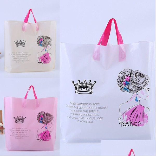 Emballage Sacs Sac Cadeau En Plastique Avec Poignée Fourre-Tout Épais Boutique Vêtements Emballage Boutique De Vêtement Paquet Drop Delivery Bureau École Bu Dh0Zr