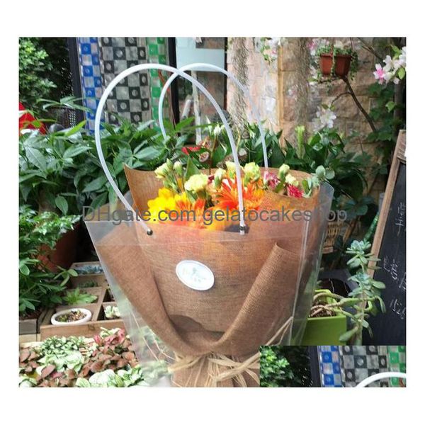 Bolsas de embalaje Trapezoidal Impermeable Transparente Regalo Plástico Pvc Tienda de flores Bolsa de embalaje Fiesta Vacaciones Flores Entrega directa Offic Dhalz