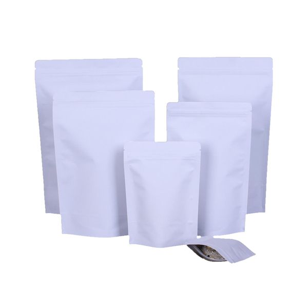 Sacs d'emballage Blanc Zipper Kraft Papier Aluminizing Pouch Stand Up Aluminium Foil Bag Rescellable Grip Seal Lx2361 Drop Delivery Office Dhmek
