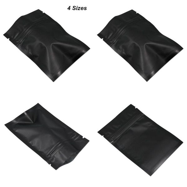 Sacs d'emballage en gros 100 pièces noir mat refermable Mylar fermeture à glissière emballage de stockage des aliments pour pochettes en papier d'aluminium Zip Smel Dhnro
