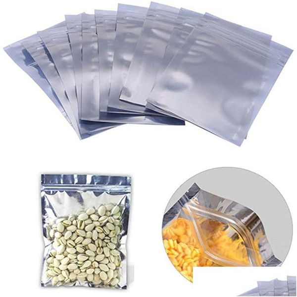 Sacs d'emballage en gros 100pcs beaucoup de papier d'aluminium refermable sac à fermeture à glissière en plastique stockage des aliments pochette anti-odeur paquet livraison directe otrlq