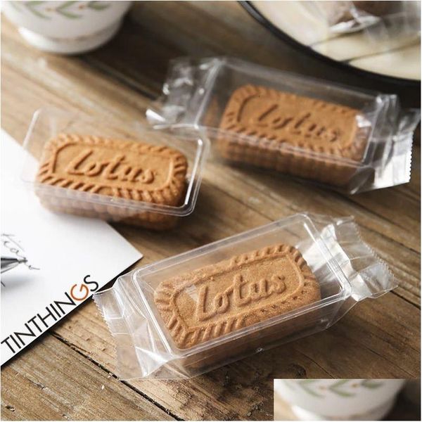 Sacs d'emballage en gros 100set Sac de scellage transparente Long Tray Cookie Brownie Candy Mini Cake Biscuits Nougat Emballage Mariage Chris Dhdxi