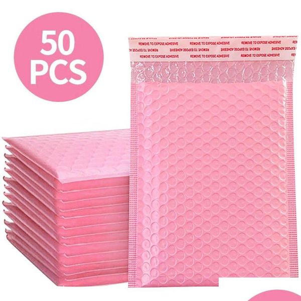 Sacs d'emballage en gros 50pcs Bubble Mailers Enveloppes rembourrées Pearl Film Cadeau Présent Mail Enveloppe Sac pour Livre Magazine Lined Mailer Dhbrb