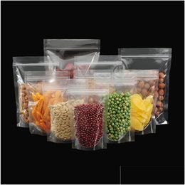 Sacs d'emballage en gros Clear Stand Up Sacs d'emballage en plastique transparent anti-odeur pour les herbes sèches Snack Food Grain de café Fruits secs K Dh4Jn