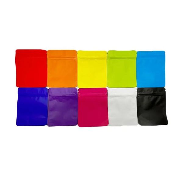 Bolsas de embalaje al por mayor Colorf Plain 3.5G Mylar Bolsas Doble Lado Sólido Resellable Zip Lock Plástico Bolsa de embalaje de alimentos Ll Drop Entrega DHDJ3