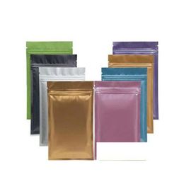 Sacs d'emballage en gros de couleur Matt refermable zip mylar aliments stockage en aluminium en aluminium en plastique Pouche de preuve d'odeur en stock dh61r
