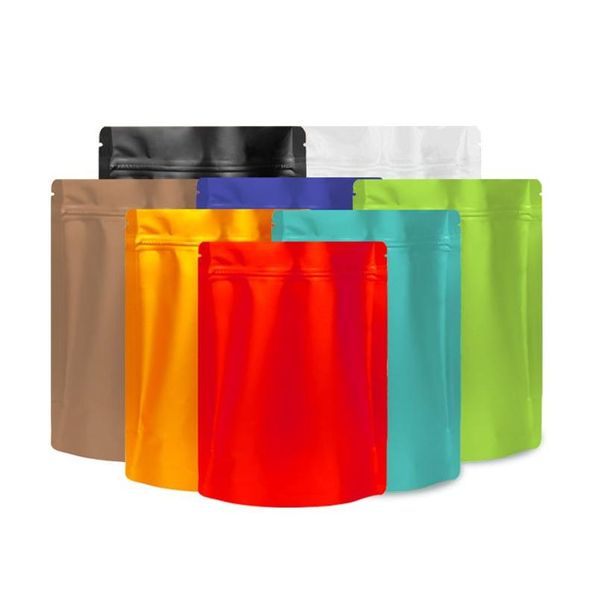 Sacs d'emballage en gros MTI Couleur et tailles Debout Mylar Zip Lock Package Sac 100pcs Emballage refermable Self Zipper Stockage des aliments Dhrsp