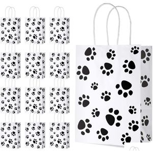 Bolsas de embalaje Venta al por mayor Puppy Dog Paw Print Treat con asas de papel para fiesta de mascotas Favor de entrega Oficina Escuela Negocio I Dhvie