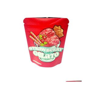 Verpakkingszakken gele gelato 3 5 gram Mylar Bag Hersluitbaar droog kruidenbloem Zipperzak voor snack snack eetbare verpakkingen s dhchy