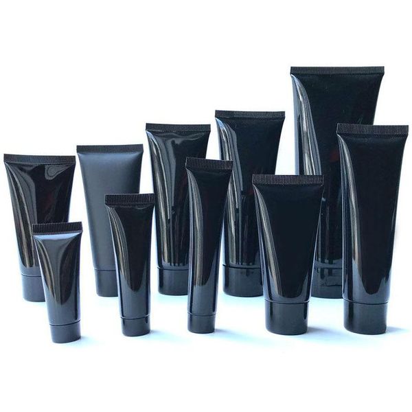 Bouteilles d'emballage 0Ml Bouteille souple en plastique noir Vide Cosmétique Nettoyant pour le visage Crème pour les yeux Squeeze Tube Lotion pour les mains Bouteilles d'emballage pour les lèvres Dhung