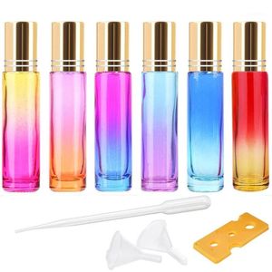 Bouteilles d'emballage 10 ml Lot de 6 rouleaux de verre dégradé de couleur rechargeables avec billes en acier inoxydable1