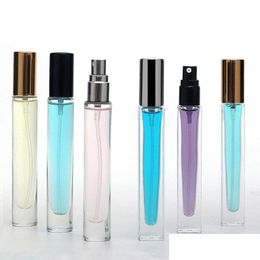 Verpakkingsflessen 10 ml glas Clear Spray Bottle Mini Square Per draagbare lege cosmetische drop levering Office School Business Industrial DHFVK