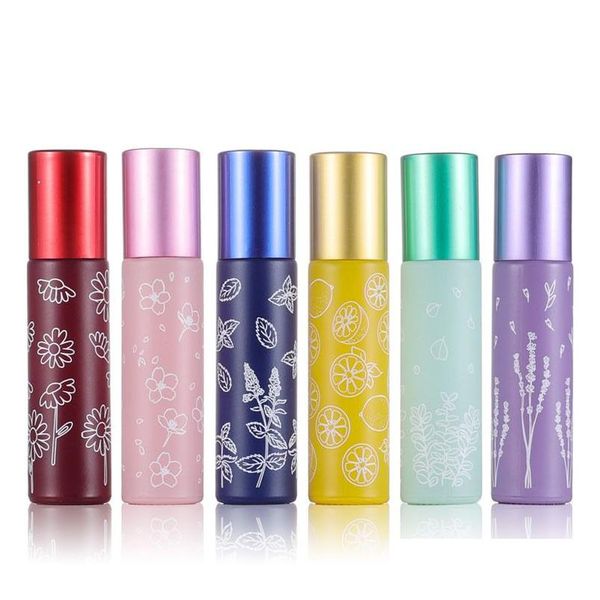 Bouteilles D'emballage 10Ml Rouleau D'impression En Verre Portable Extérieur Par Bouteille D'huile Essentielle Mini Aron Couleur Tube Cosmétique Flacons Drop Delive Dhwkp