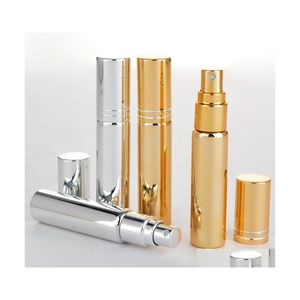 Bouteilles d'emballage 10 ml par tube de verre Uv anodisé atomiseur flacon pulvérisateur Mini étui vide rechargeable contenant cosmétique Dbc Drop Deliver Dhzuh