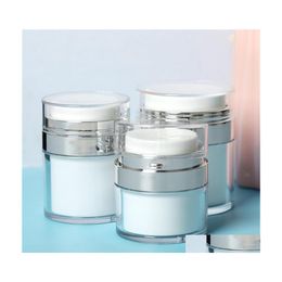 Verpakkingsflessen 15 30 50 g Ml Pearl Wit Acryl Airless Round Vacuum Lotion Cream Jar 0,5 oz