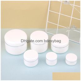 Bouteilles d'emballage 20G 30G 50G 100G 150G 200G 250G Vide Rechargeable Voyage Cosmétique En Plastique Blanc Échantillon Maquillage Conteneur De Stockage Pot D Dhv5W