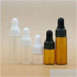 Bouteilles d'emballage 2 ml L 5 ml Mini Flacon compte-gouttes en verre ambré Conteneur d'échantillon d'huile essentielle par minuscule flacon portable Drop Delivery Office Dhxd7