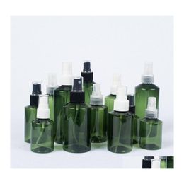 Verpakkingsflessen 50 ml/100 ml/150 ml/200 ml Donkergroene schuine schuine schuifdier Pet Bottle Cosmetische Subbottling Spray draagbare fijne mist druppel deliv otsf5