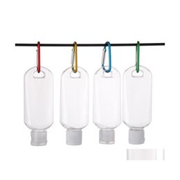 Bouteilles d'emballage Bouteille rechargeable d'alcool vide de 50 ml avec crochet porte-clés Désinfectant pour les mains en plastique transparent transparent pour voyage Drop Del Dhrie