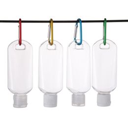 Bouteilles d'emballage Bouteille rechargeable d'alcool vide de 50 ml avec crochet porte-clés Désinfectant pour les mains en plastique transparent transparent pour envoyer une goutte rapide Dhfxb