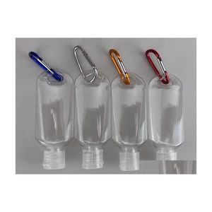 Bouteilles d'emballage Bouteille rechargeable d'alcool vide de 50 ml avec crochet porte-clés Désinfectant pour les mains en plastique transparent transparent pour voyage Sn3041 D Dhz9D