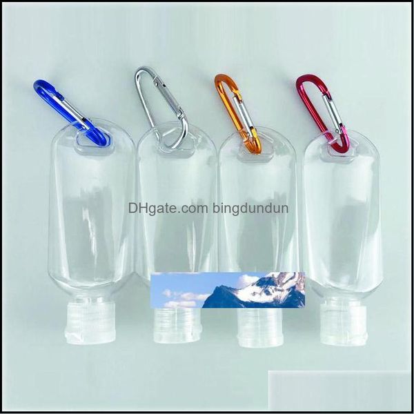 Bouteilles d'emballage 50ml Petg Bouteille rechargeable d'alcool vide avec porte-clés Crochet Désinfectant pour les mains en plastique transparent pour la livraison directe de voyage Off Othig