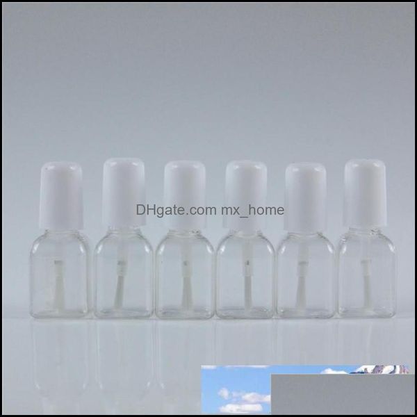 Bouteilles d'emballage 50 pièces/lot 5G Mini bouteille en plastique transparent vide carré poli à ongles avec brosse à capuchon blanc pour enfants Drop Delive Ott2B
