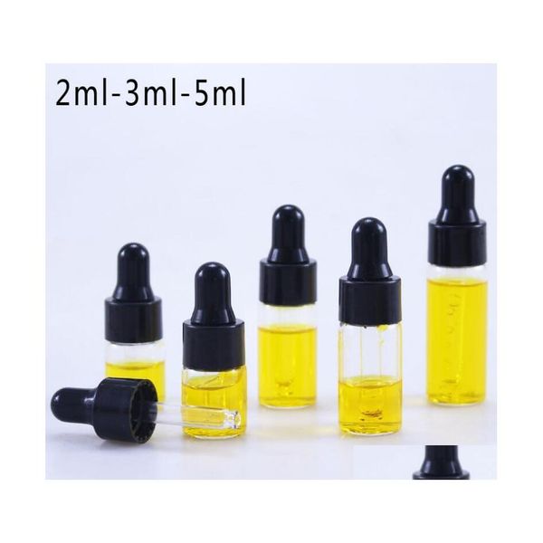 Botellas de embalaje 5 ml Mini vacío Botella de cuentagotas de vidrio transparente Viales Pipeta líquida para aceite esencial por entrega de gota Oficina Autobús escolar DHU5Q