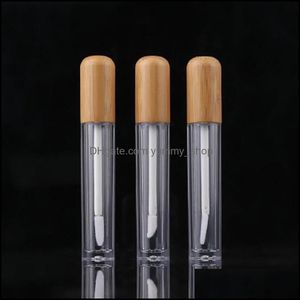 Verpakkingsflessen 5 ml Vintage Bamboo Lip Gloss Bottle Refilleerbare lippen Balsem Tube Lege Cosmetische containerverpakking Lipbrush Diy Tubes Otvll