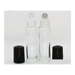 Bouteilles d'emballage 600pcs / lot rouleau de verre transparent sur bouteille 10ml 1 / 3oz huile essentielle vide aromathérapie boule à roulettes en métal en stock SN1960 Dh4Vs