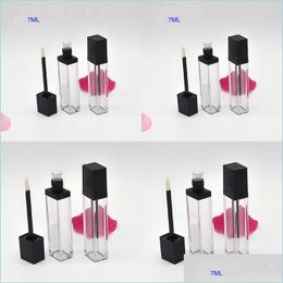 Bouteilles d'emballage 7ml Clear Square Tubes de brillant à lèvres en plastique vide Lipgloss échantillon conteneur cosmétique glaçage bouteille d'emballage 373 N2 Drop Dhxbo