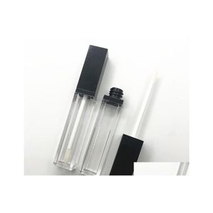 Bouteilles d'emballage 8 ml vides tubes de brillant à lèvres clair contenant d'emballage de brillant à lèvres rechargeable carré mat noir rouge à lèvres tube d'huile liquide Dhreh