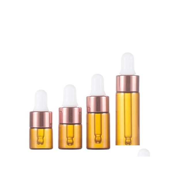 Bouteilles d'emballage Bouteille de gouttes en verre transparent 1 ml 2 ml l 5ml mini échantillon cosmétique à huile essentielle Pipette Drop livraison de bureau d'études schoo dhsba